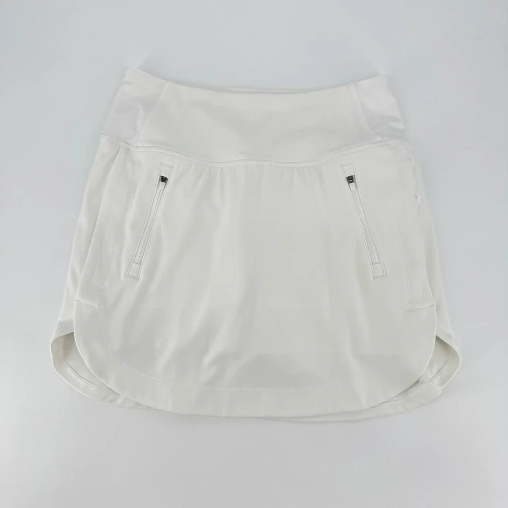 Athleta Fairway Golf Skort 16 White Small Active Tennis Skirt Zipper Pockets